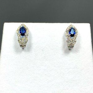 925 Sterling Silver Blue Sapphire Vintage Earrings